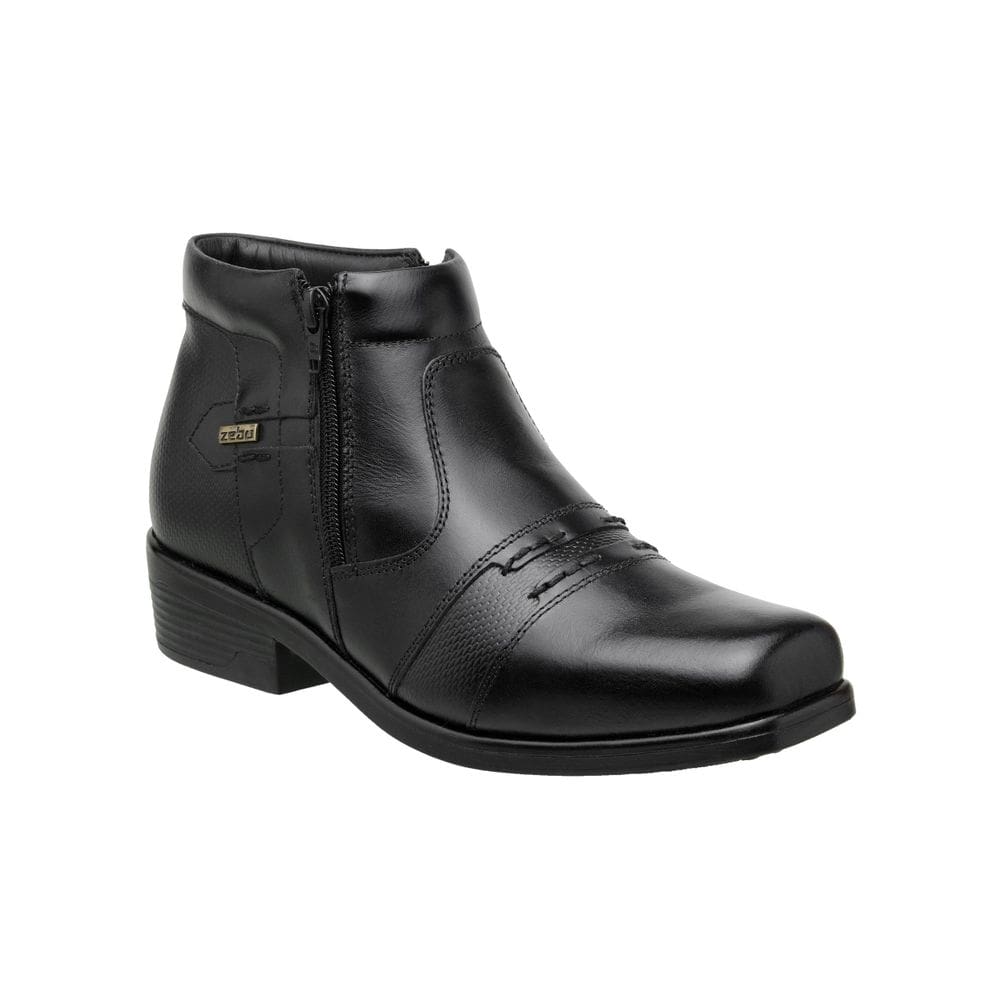 Botina Social Zebu Bico Quadrado Em Couro Preto 60110 Jatoba