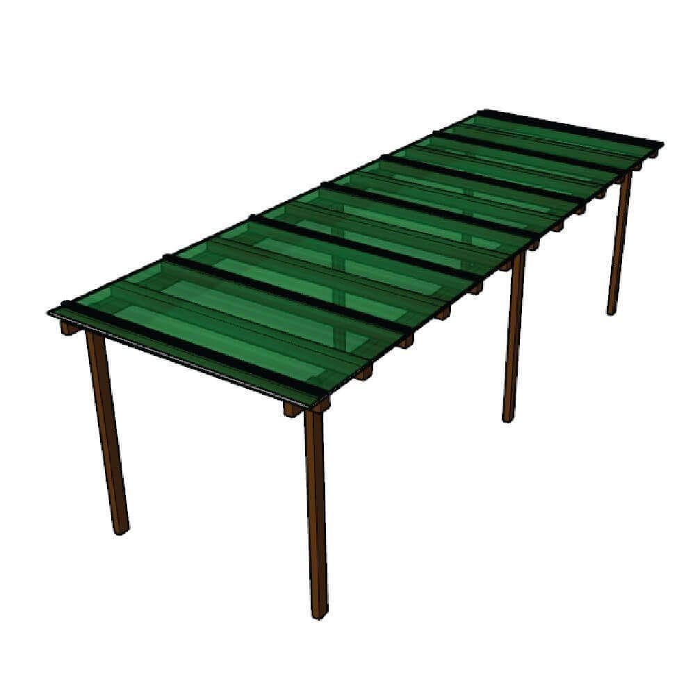 Kit Policarbonato Verde 4mm 6,00m X 3,00m - Perfis Naturais