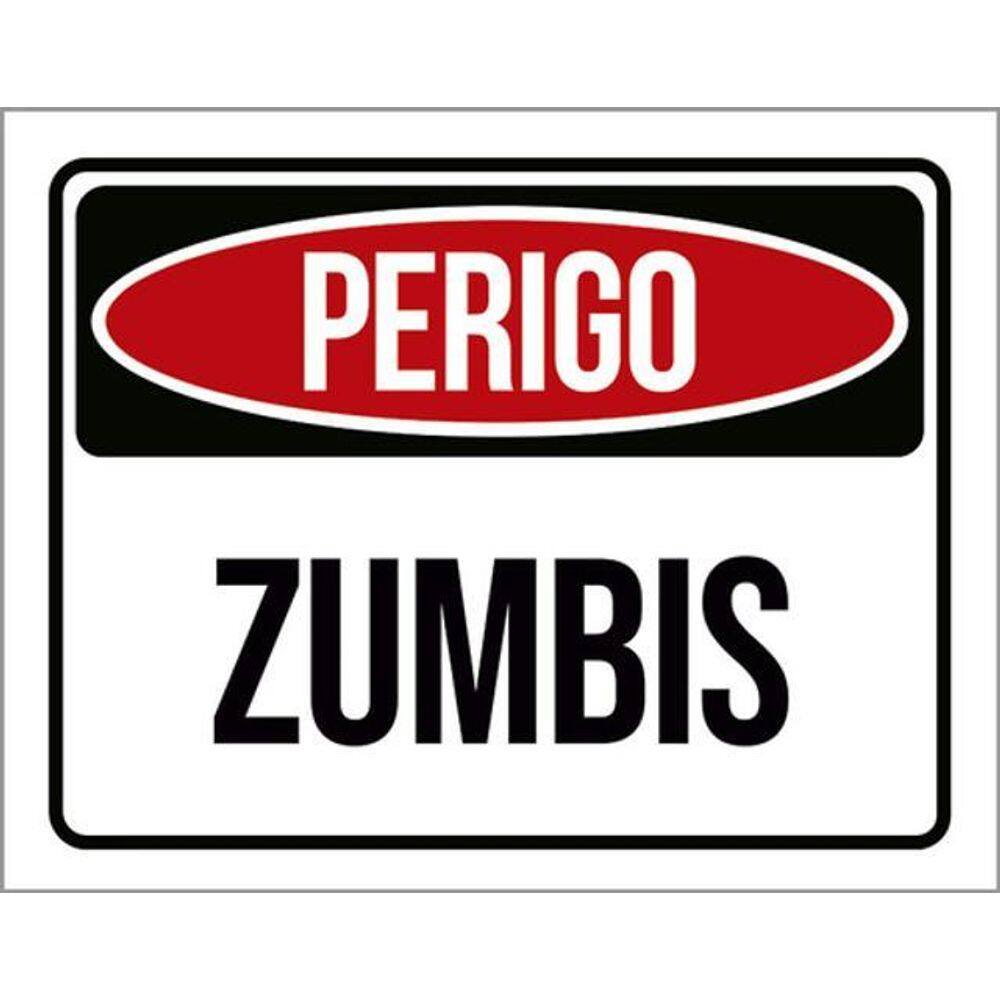 Kit 10 Placas Perigo Zumbis 36X46