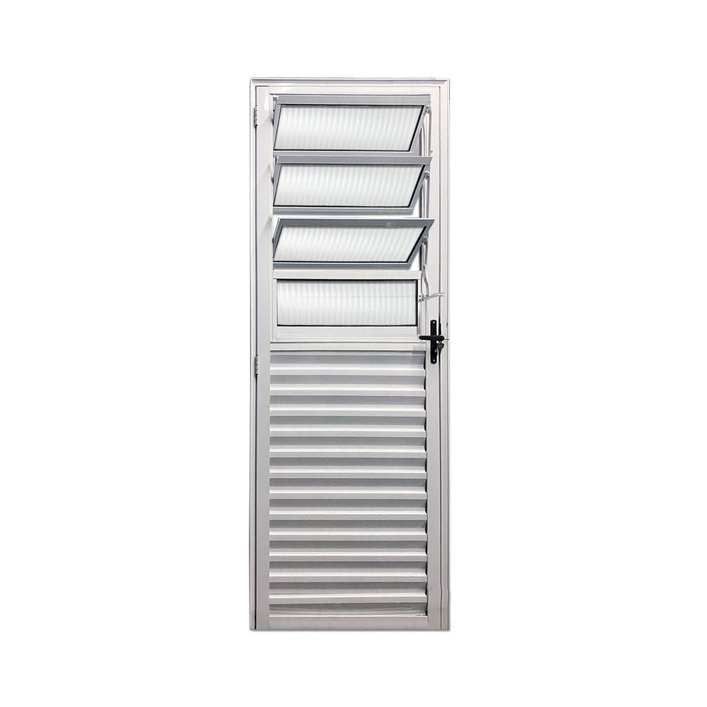 Porta Basculante Branco D 210x90 Linha 25 Esmeralda Vidro Canelado