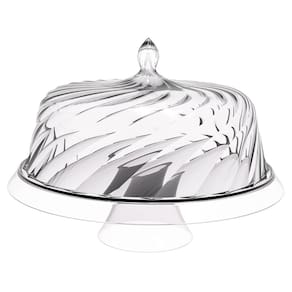 Porta Bolo com Cúpula e Pé 30cm Transparente Glassy Crippa B