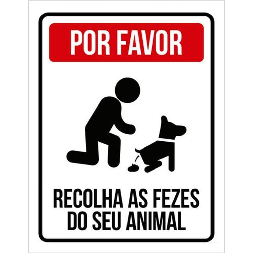 Kit 3 Placas Por Favor Recolha Fezes Animal 36X46