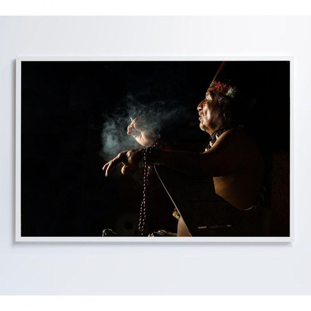 Quadro índio Ritual Amazônia Medidas 120x80 Cm Impressão Vidro Acrílico