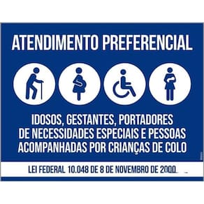 Kit 10 Placas Azul Atendimento Preferencial 36X46