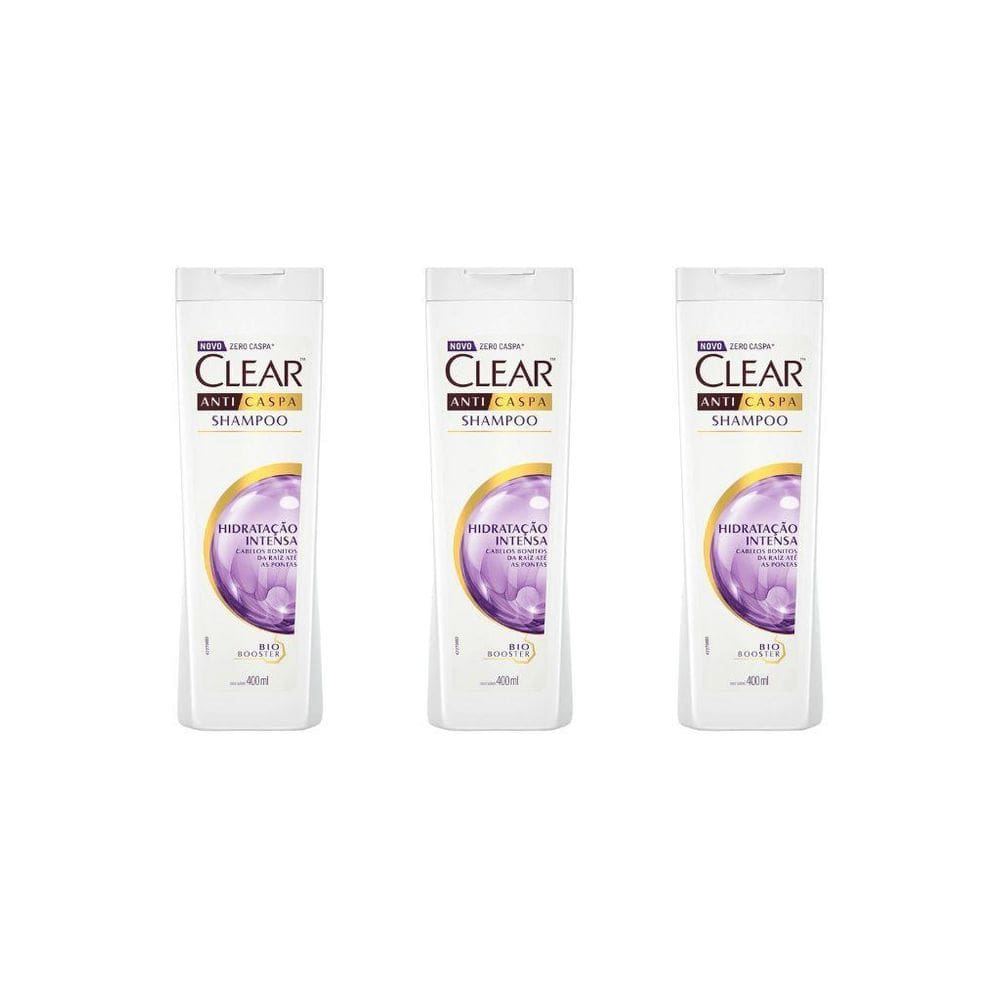 Shampoo Clear 400Ml Hidratação Intensa - Kit Com 3Un