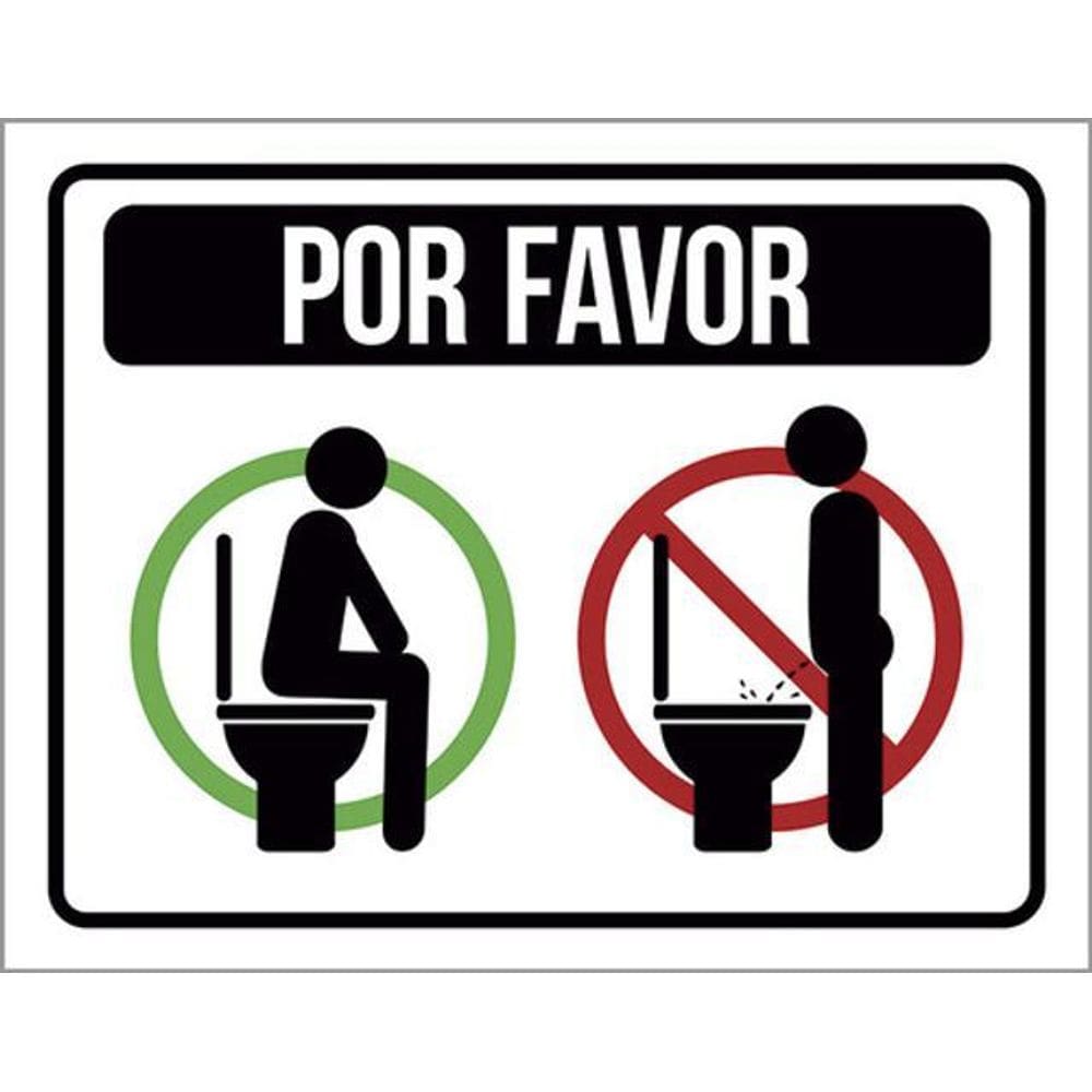 Kit 3 Placas Por Favor Regras Banheiro 36X46