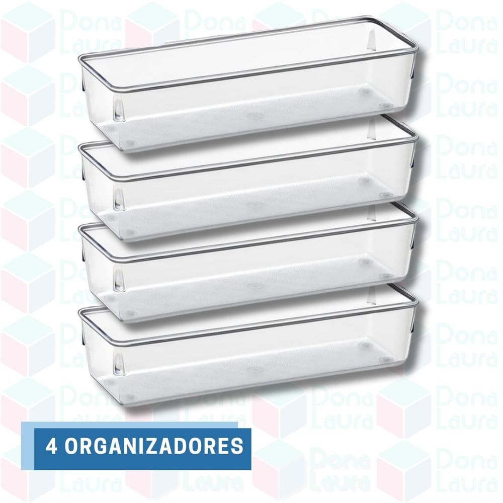4 Un Organizador Modular Retangular Transparente Gavetas