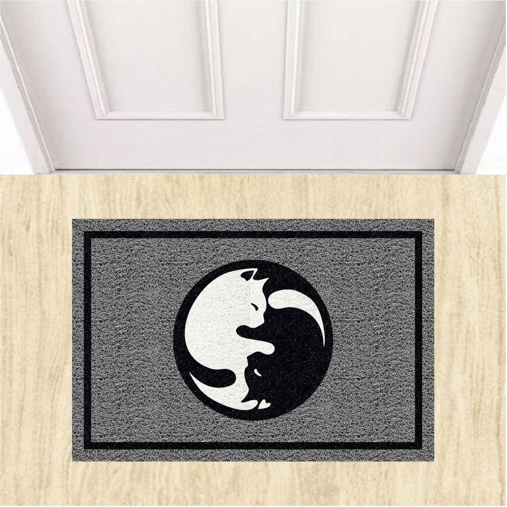 Tapete Capacho Gatos Yin Yang Pet 60X40 cm Antiderrapante.