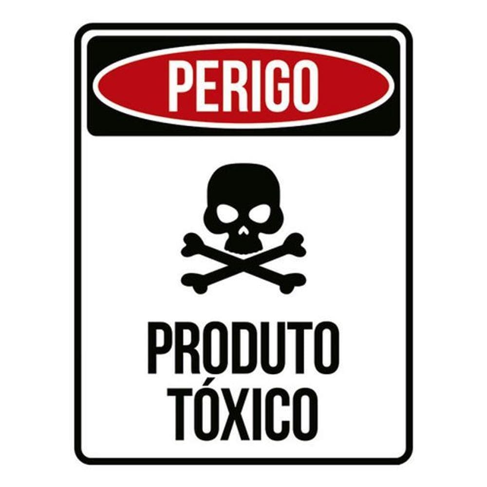 Kit 10 Placas Perigo Caveira Produto Tóxico 36X46