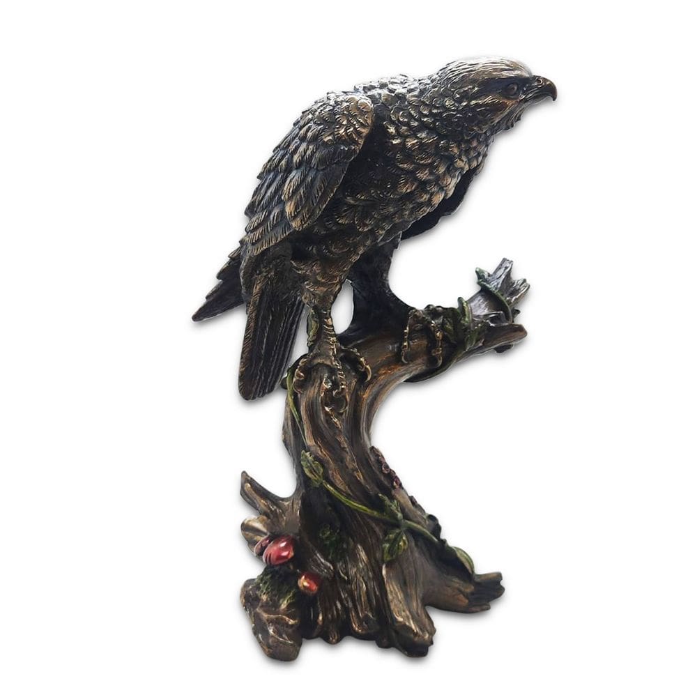 Enfeite em Resina Falcão de Bronze 17 cm