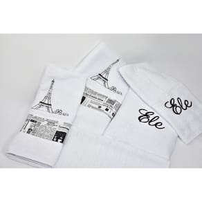 Jogo De Banho Noblesse Luxo Bordado 05 Peças Branco Paris