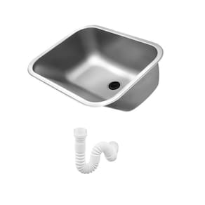 Tanque Monobloco Polido 32 Litros Docol 55x45x23 cm com Sifão Sanfonado Universal Simples 1.1/2"