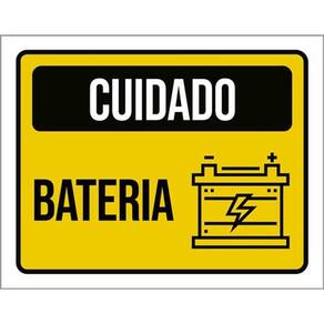 Kit 3 Placas Cuidado Bateria Amarela Ícone 36X46
