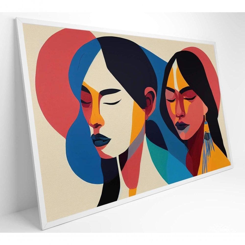 Quadro Ilustração Mulher Indígena Medidas 90x60 Cm Impressão Adesivo Fotográfico