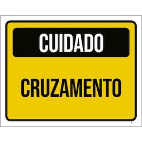 Kit 10 Placas Cuidado Cruzamento Amarelo 36X46