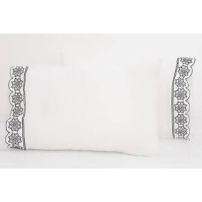 2 Fronhas 50Cmx70Cm 100% Algodão 200 Fios Barrado Bordado