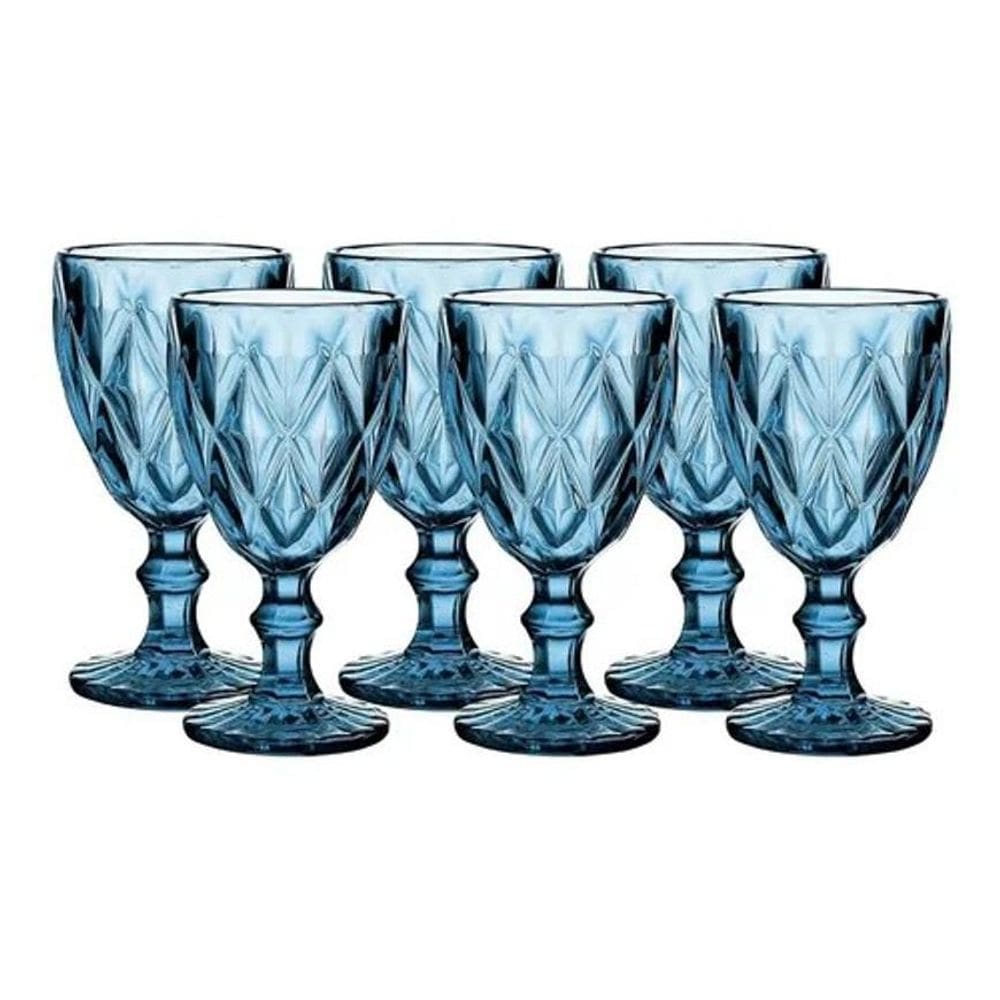 Jogo 6 Taças Diamond 310Ml Vidro 6 Cores Disponíveis Taça