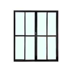 Porta Balcão 4 Folhas Vidro 210x160 Preto Linha 25