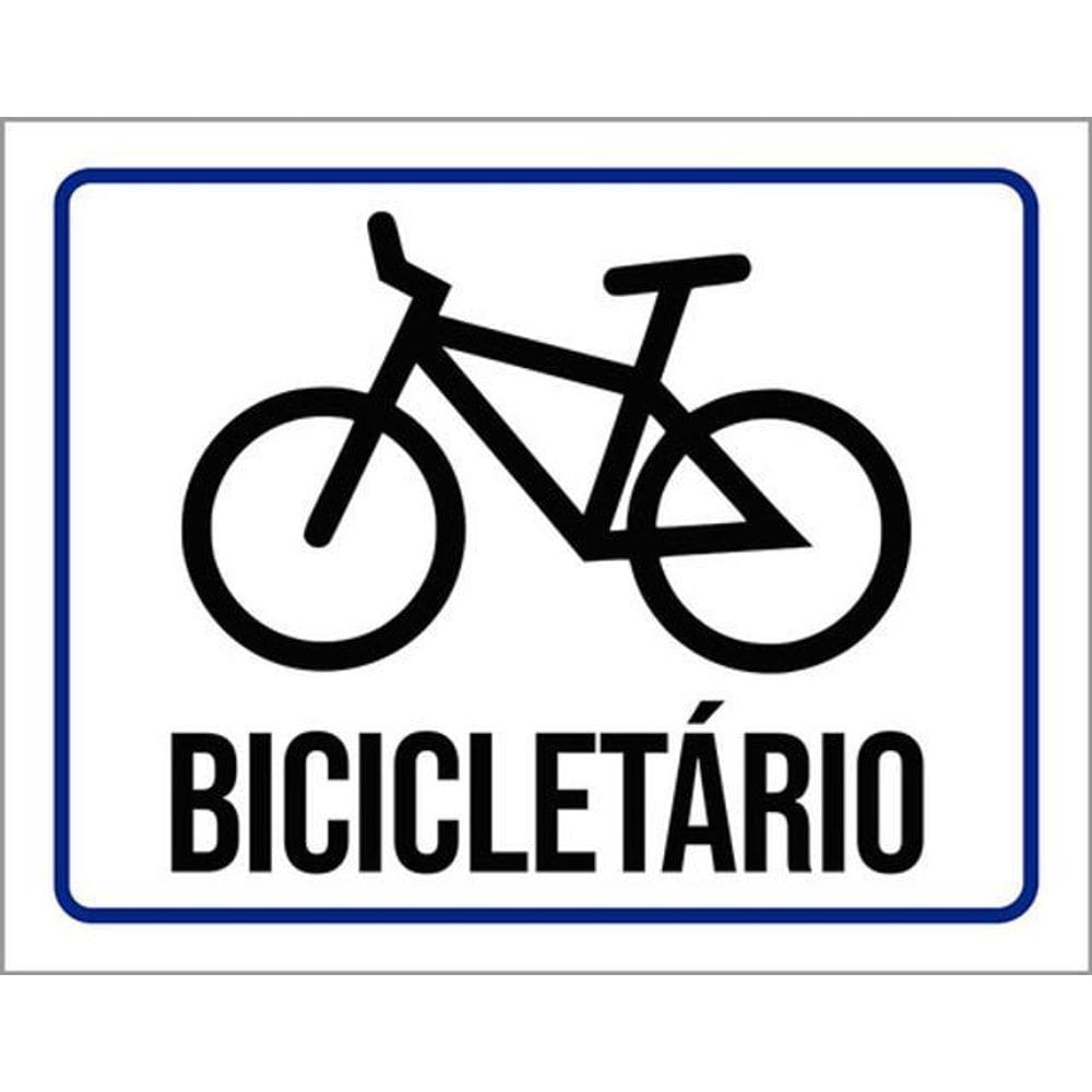 Kit 10 Placas Bicicletário Azul Desenho 36X46