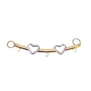 Pingente Canga 2 Coração 3,5 Cm Em Ouro 18K