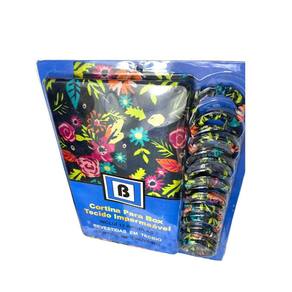 Cortina Banheiro Box Com Argolas 1.80Cm X1.80Cm Impermeavel