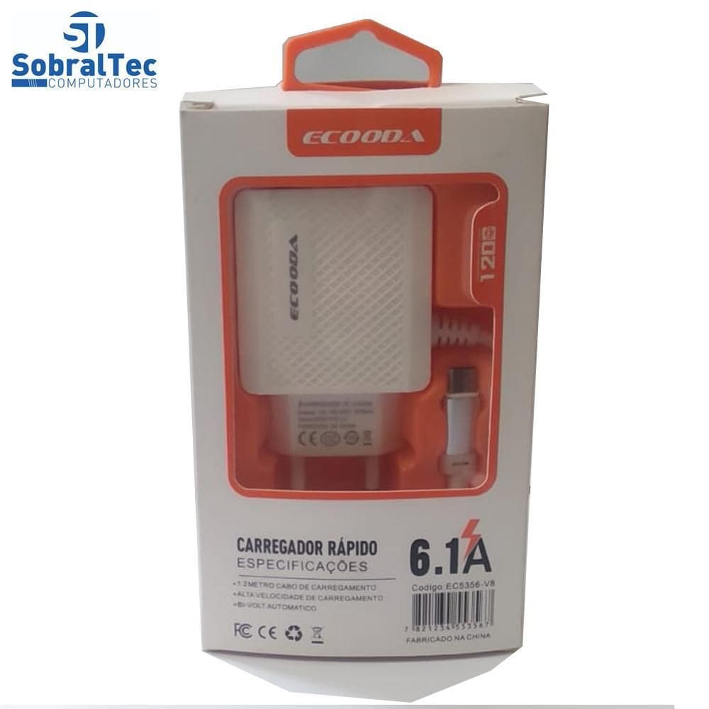 Carregador Rápido Com 3 Portas Usb 6.1A Ecooda - Ec5356-V8