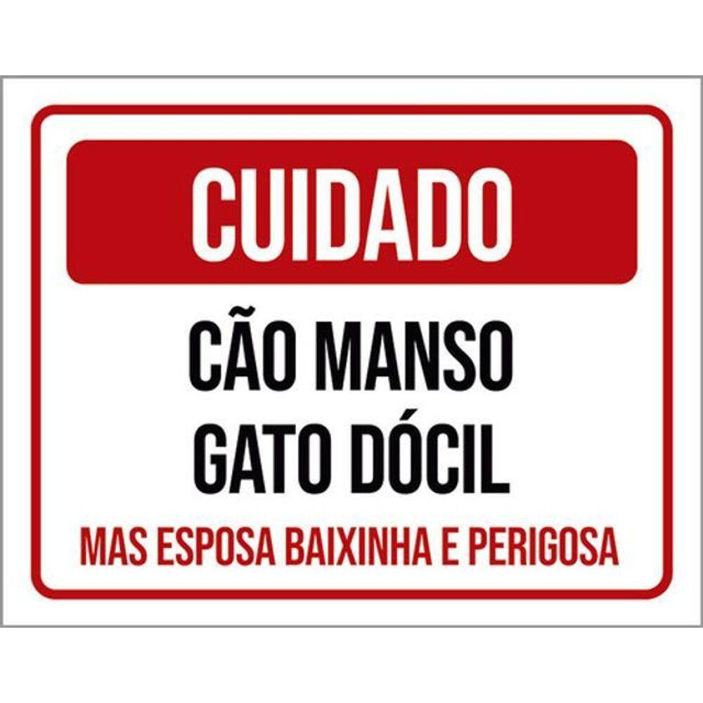 Kit 10 Placa Cão Manso Gato Dócil Espora Baixinha 36X46