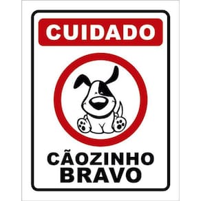 Kit 10 Placas Cuidado Cãozinho Bravo Desenho 36X46