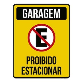 Kit 10 Placas Garagem Proibido Estacionar Amarela 36X46