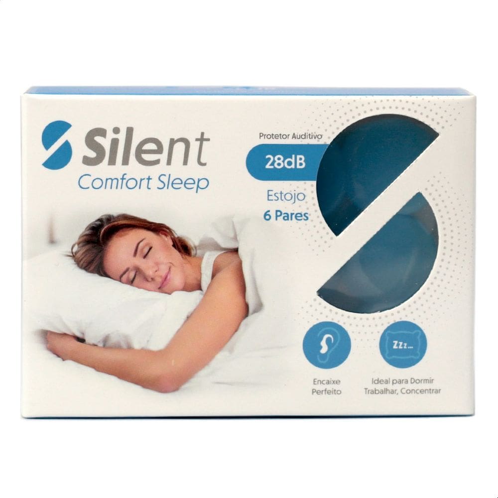 Protetor Auricular Silent Sleep Silicon 28dB 6 Pares Azul