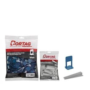 Espaçador Nivelador Slim 1,0mm Azul Cortag C/500 Peças e 100 Cunhas