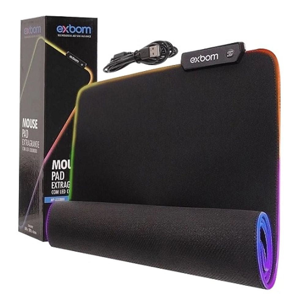 Mouse Pad Gamer Extra Grande Com Led Colorido MP-LED3080 Exbom