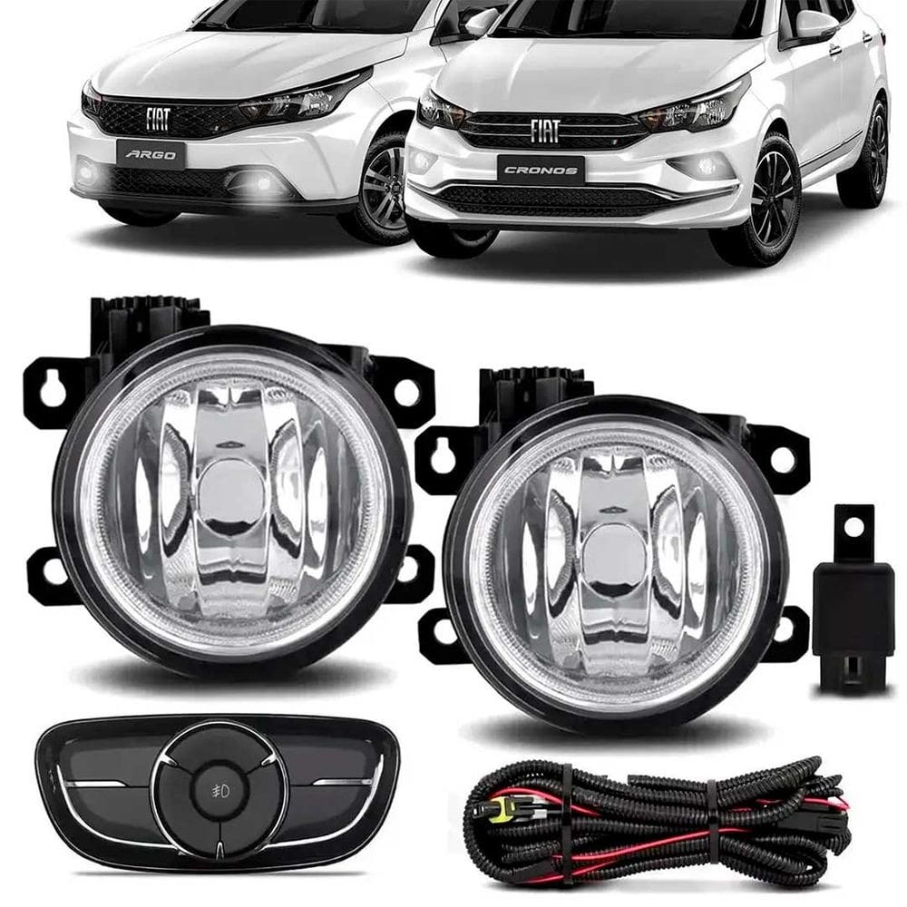 Kit Farol de Milha Neblina Botão Fiat Argo Cronos 2017/2022