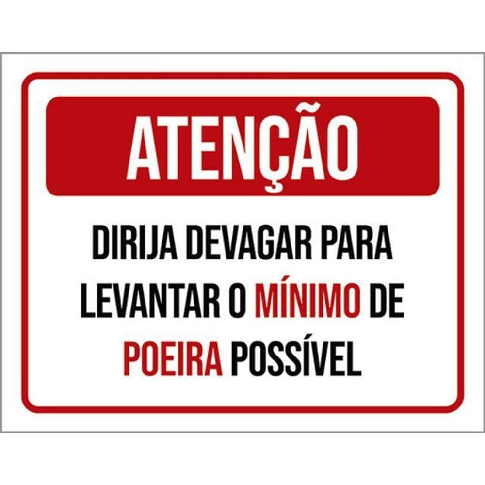 Kit 10 Placa Dirija Devagar Levatar Mínimo Poeira 36X46