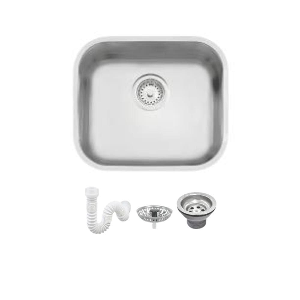 Cuba De Inox Lavínia 40x34cm 3.1/2` Com Válvula 94020/107 Acetinada Tramontina com Sifão Sanfonado Universal Simples 1.1/2"