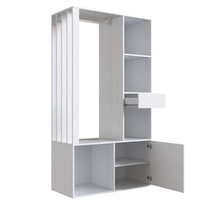 Guarda Roupas Closet Gaveta Cabideiro 2 Prateleiras e Porta