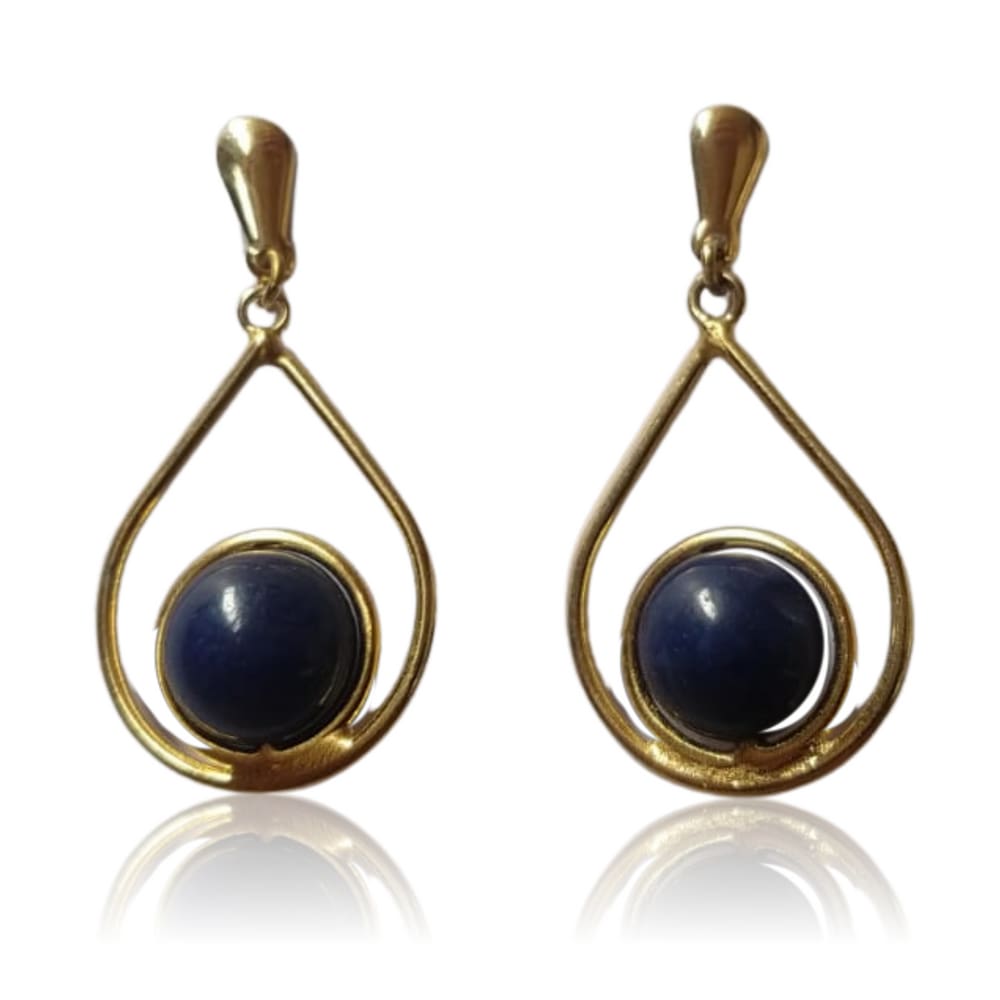 Brinco de Pedra Lápis Lazuli - Argola Gota
