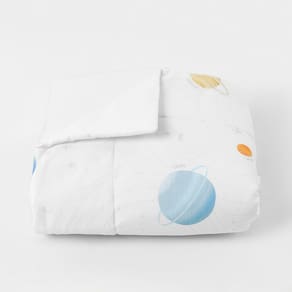 Edredom para Mini Cama Planetas Dupla Face - Branco