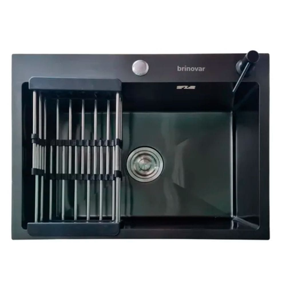 Cuba Pia Aço Inox Cozinha Gourmet Com Acessórios 60x45 Preto Brinovar