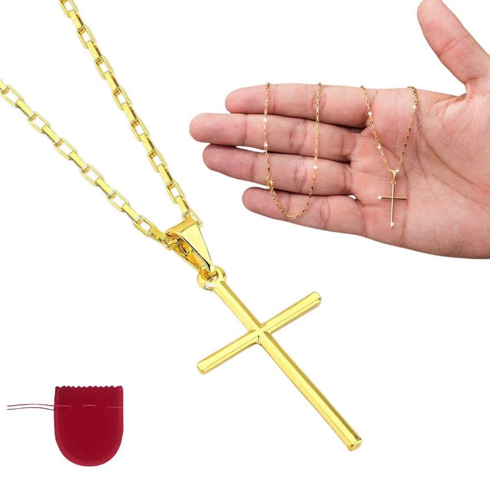 Cordão Corrente Aço Dourado Banhado A Ouro 18K + Pingente