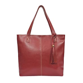 Bolsa Feminina Grande Ombro Shopbag Vermelha Escuro Bordo Couro Madamix