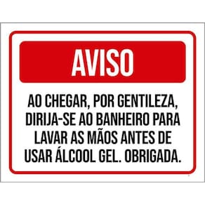 Kit 5 Placas Aviso Chegar Banheiro Usar Álcool Gel 36X46
