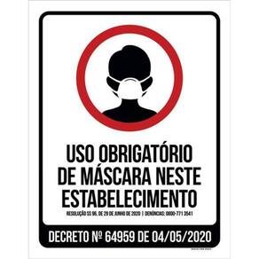 Kit 3 Placa Obrigatório Máscara Estabelecimento 36X46