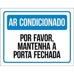 Kit 3 Placa Ar Condicionado Mantenha Fechada Azul 36X46