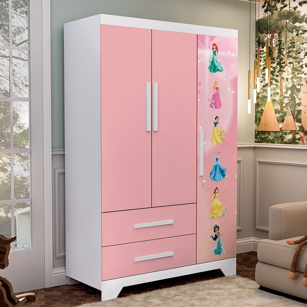 Guarda Roupa Organizador Infantil Personagem - Rosa