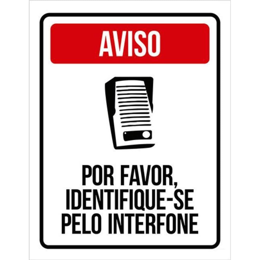 Kit 10 Placas Aviso Por Favor Identifique-Se Interfone 36X46