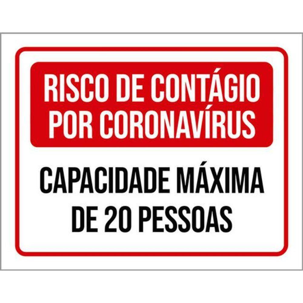 Kit 10 Placas Risco Contágio 20 Pessoas 36X46