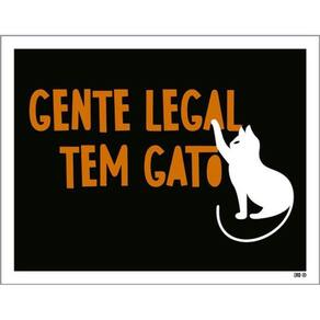 Kit 3 Placas Gente Legal Tem Gato Desenho 36X46