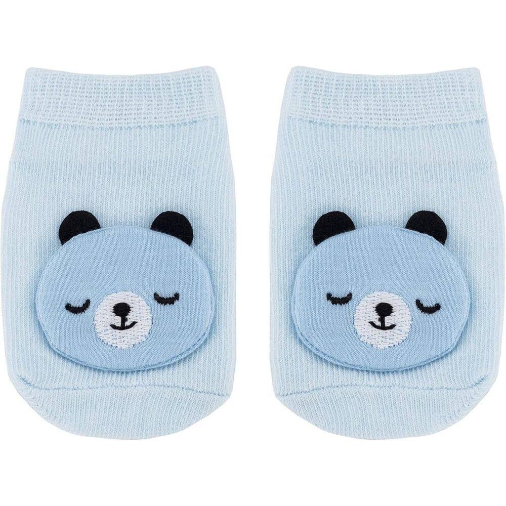 Buba Meia Antiderrapante Com Aplique Urso Azul - P