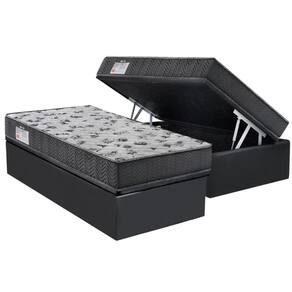 Cama Box Baú Solteiro: Colchão Espuma D33 Ortobom / EP ISO 100 Ultra Firme + Base CRC Suede Gray(88x188)